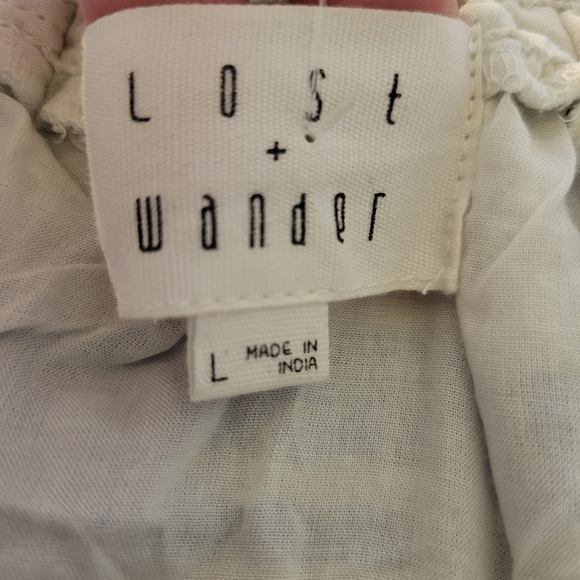 Lost + Wander Bora Bora Dress Button Front Blue Stripe Ruffle Sleeve Large - Picture 5 of 11